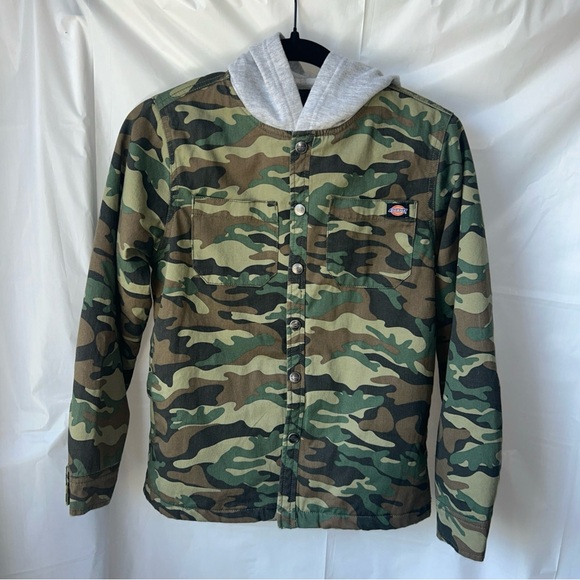 Dickies Green Camouflage Hooded Jacket - Picture 1 of 10